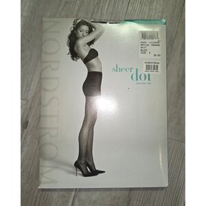 Nordstrom Sheer Dot Control Top Tights Black Size A Polka Dot Hosiery New